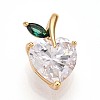 Brass Micro Pave Cubic Zirconia Charms KK-N261-09G-1