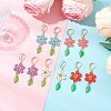 304 Stainless Steel Flower with Leaf Leverback Earrings EJEW-MZ00456-1