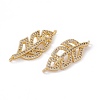 Brass Micro Pave Clear Cubic Zirconia Connector Charms KK-E068-VC074-3