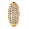 Rack Plating Brass Micro Pave Clear Cubic Zirconia Oval Connector Charms KK-A234-016G-1