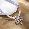 Natural Pearl & Cat Eye Beaded Necklaces NJEW-Q023-01S-3