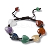 Heart Natural Mixed Gemstone Braided Bead Bracelets BJEW-H239-07-1