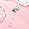 4Pcs 4 Color Dyed Synthetic Turquoise Horse with Shell Pearl Beads Pendant Necklaces NJEW-JN05895-3