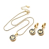 304 Stainless Steel Enamel Pendant Necklaces & Hoop Earring Set for Women SJEW-C007-03G-01-4