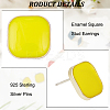 8 Pairs 8 Colors Alloy Enamel Square Stud Earrings with 925 Sterling Silver Pins EJEW-AN0004-71-3
