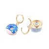Enamel Donut Dangle Leverback Earrings EJEW-N012-101-3