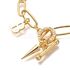 Letter B Brass Micro Pave Clear Cubic Zirconia Cable Chain Bracelets for Women BJEW-L696-112G-2