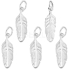 5Pcs 925 Sterling Silver Feather Charms with Jump Rings with 1Pc Double Sided Suede Fabric Silver Polishing Cloth FIND-BBC0015-94-1