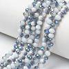 Electroplate Opaque Solid Color Glass Beads Strands EGLA-A034-P8mm-I10-1
