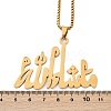 201 Stainless Steel Arabic Pendant Box Chain Necklaces for Women Men NJEW-R013-06G-5