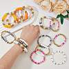 15Pcs 15 Style Ethnic Style Polymer Clay Heishi Surfer Stretch Bracelets Set BJEW-FI0001-41-3