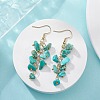 Synthetic Turquoise Chips Dangle Earrings EJEW-JE05266-02-3