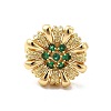 Cubic Zirconia Flower Open Cuff Ring RJEW-C055-05G-3