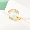 Brass Micro Pave Cubic Zirconia Finger Rings for Women RJEW-D340-02G-03-5