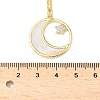 Brass Micro Pave Clear Cubic Zirconia Moon with Star Pendant Necklaces for Women NJEW-S449-02G-5