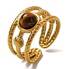 Round Natural Tiger Eye Finger Rings RJEW-Q822-15G-01-1