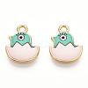 Printed Light Gold Tone Alloy Pendants ENAM-N056-204B-2