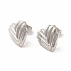 Heart Rack Plating Brass Stud Earrings for Women EJEW-H091-28P-1