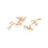 Brass Birth Flower Connector Charms KK-S364-231-2