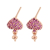 Rack Plating Brass Micro Pave Hot Pink Cubic Zirconia Stud Earring Finding EJEW-C102-05G-02B-1