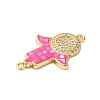 Rack Plating Brass Micro Pave Clear Cubic Zirconia Hamsa Hand Links Connector Charms KK-K385-118G-3