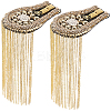 2Pcs Felt & Iron & Rhinestone Tassel Epaulette AJEW-CN0007-74B-G-1