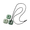 Natural Green Aventurine Square Pendants Black PU Leather Cord Necklaces NJEW-K285-01B-4
