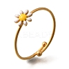 Daisy 304 Stainless Steel Enamel Open Cuff Rings for Women RJEW-M061-01G-05-2