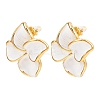 304 Stainless Steel Enamel Flower Stud Earrings EJEW-A138-02G-4
