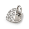 Brass Micro Pave Clear Cubic Zirconia Charms KK-A273-04P-2