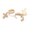 Brass Micro Pave Clear Cubic Zirconia Hoop Earrings EJEW-C121-18G-2