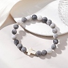 Natural Hawk's Eye & Synthetic Turquoise Beaded Stretch Bracelets for Women Men BJEW-JB13312-1