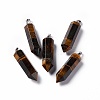Natural Tiger Eye Double Terminated Pointed Pendants G-G926-01P-03-1