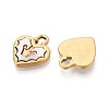 304 Stainless Steel Pave Natural White Shell Crown Heart Pendants STAS-N110-22A-G-2