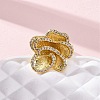 Brass Micro Pave Clear Cubic Zirconia Cuff Rings for Women RJEW-H248-05G-2