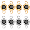 20Pcs 2 Colors 304 Stainless Steel Jet Rhinestone Links/Connectors STAS-BBC0009-18-7