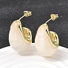 Teardrop Brass Resin Stud Earrings EJEW-P333-08G-01-1