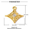 304 Stainless Steel Pave Clear Cubic Zirconia Pendants STAS-OY009-77G-2