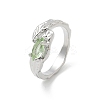 Horse Eye Glass Cubic Zirconia Cuff Rings RJEW-G337-17P-4
