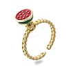Brass Enamel Open Cuff Rings for Women RJEW-F179-08G-04-2