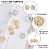 8Pcs 4 Style Flat Round with Flower Brass Micro Pave Clear Cubic Zirconia Stud Earrings Findings KK-DC0002-90-3