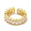 Cubic Zirconia Rectangle Open Cuff Ring RJEW-G282-02G-02-2