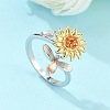 Sunflower and Dragonfly Rotatable Open Ring for Women RJEW-M139-16P-1