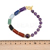 Natural Amethyst & Natural Mixed Stone & Brass Round & Prism Beaded Bracelets for Women BJEW-G752-01G-02-5
