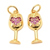 Brass Micro Pave Fuchsia Cubic Zirconia Pendants LS-ZIRC-P086-10G-2