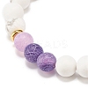 Natural Weathered Agate(Dyed) & Howlite Round Beaded Stretch Bracelet BJEW-JB08087-02-5