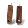 Walnut Wooden Stud Earrings Findings EJEW-B060-02B-1