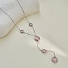 304 Stainless Steel Glass Rhombus Long Y Tassel Necklaces for Women WGE6B13-03-2