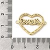 Heart Brass Micro Pave Clear Cubic Zirconia Connector Charmss KK-CJC0013-14D-G-RS-3