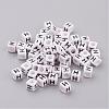 6MM White Letter Acrylic Cube Beads X-PL37C9308-H-1